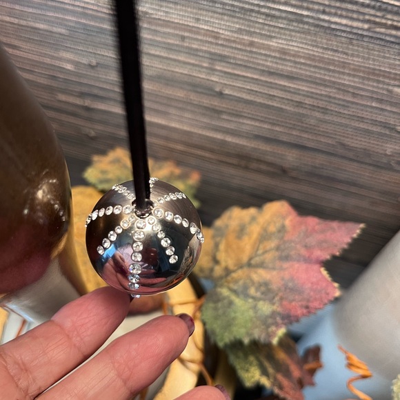 Dior Lip Gloss Mirror Ball Necklace on black satin necklace. - Picture 11 of 11